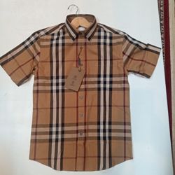 Burberry Short Sleeve Button Up Vintage Stripe Shirt 