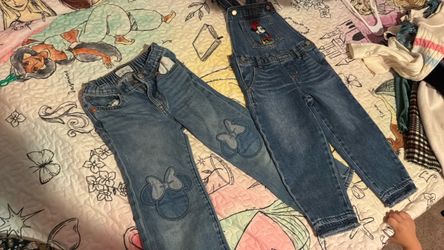Kids Minnie Mouse Denim Jeans and Overalls Set