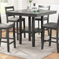 Brand New Gray 5pc Counter Height Dining Table Set 
