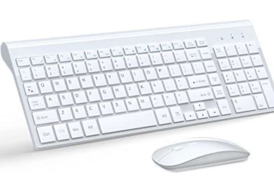 Topmate KM9000 Ultra Slim Wireless Keyboard and Mouse Combo (White/Silver)