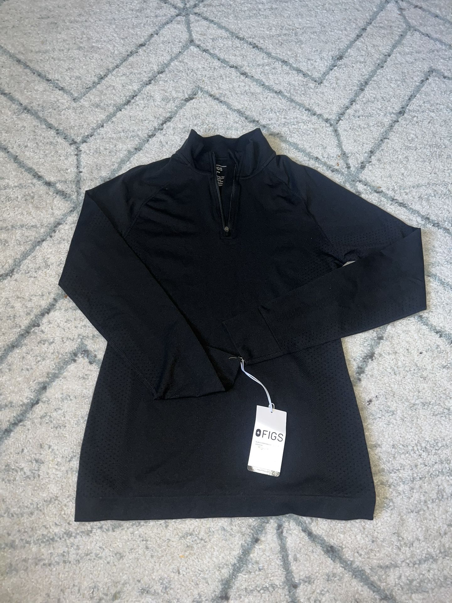 Figs Shirt Womens Small Black Salta Performance 1/4 Zip Nurse NEW Lightweight