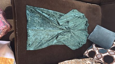 Green crushed velvet dress