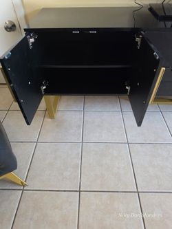 Black Gloss Cabinet with Gold Legs