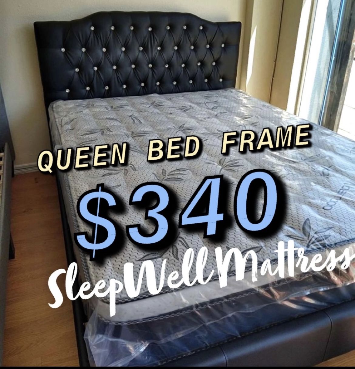 Queen Size Bed Frame With Pillow Top Mattress Included