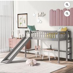 Bunk bed, twin size ladder on the bed