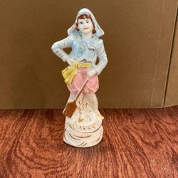 Vintage Victorian Pink & Blue Ceramic Figurine