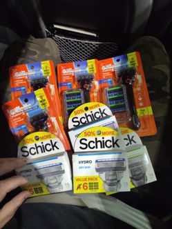 Gillette and Schick razor and refill packs