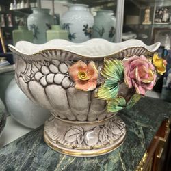 Rare Antique Vintage Italian Capodimonte Porcelain Flower Vase/ Planter