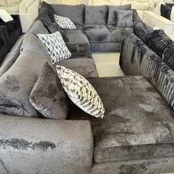 EXTRA LARGE BLACK SOFT SECTIONAL $1799