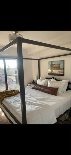 DHP Modern King Size Canopy Bed Frame – Black – Excellent Condition