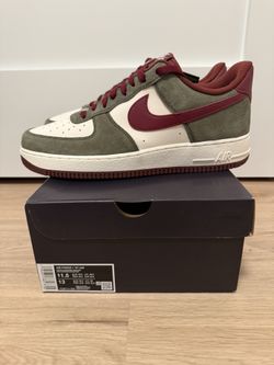Nike Air Force 1”Cargo Khaki Pale Ivory Dark Team Red”Men’s Size 11.5 FQ8714-302