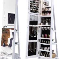 360° Swivel Jewelry Cabinet with Lights, LED 