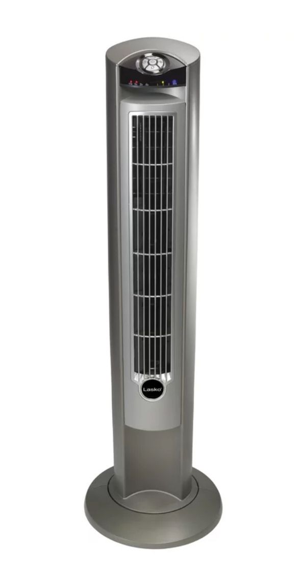 Lasko 42" Wind Curve Tower Fan with Ionizer and Remote, 2551, Silver, 13"