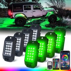 8 Pod RGB LED Rock Light Kit Offroad Pickup Underglow Neon Light Bluetooth APP
