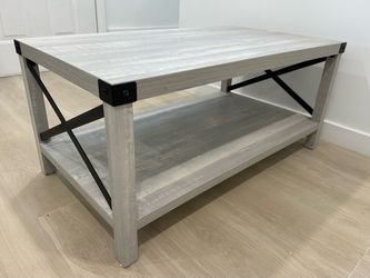 Walker Edison Sedalia Modern Farmhouse Metal X Coffee Table, 40 Inch, Stone Grey