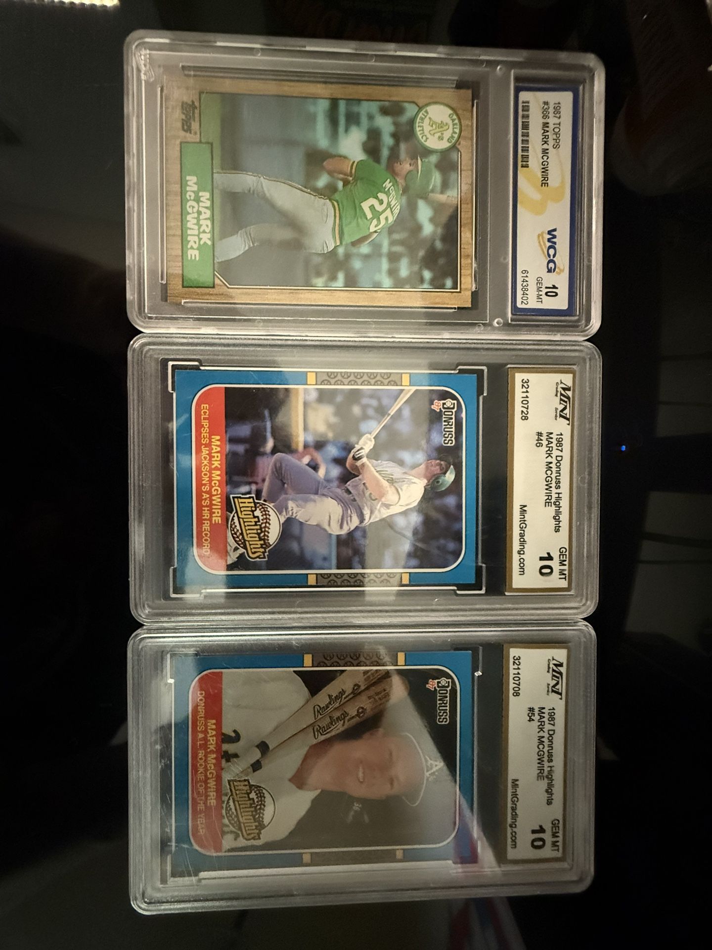 Mark McGwire 1987 Graded 10 Baseball Cards