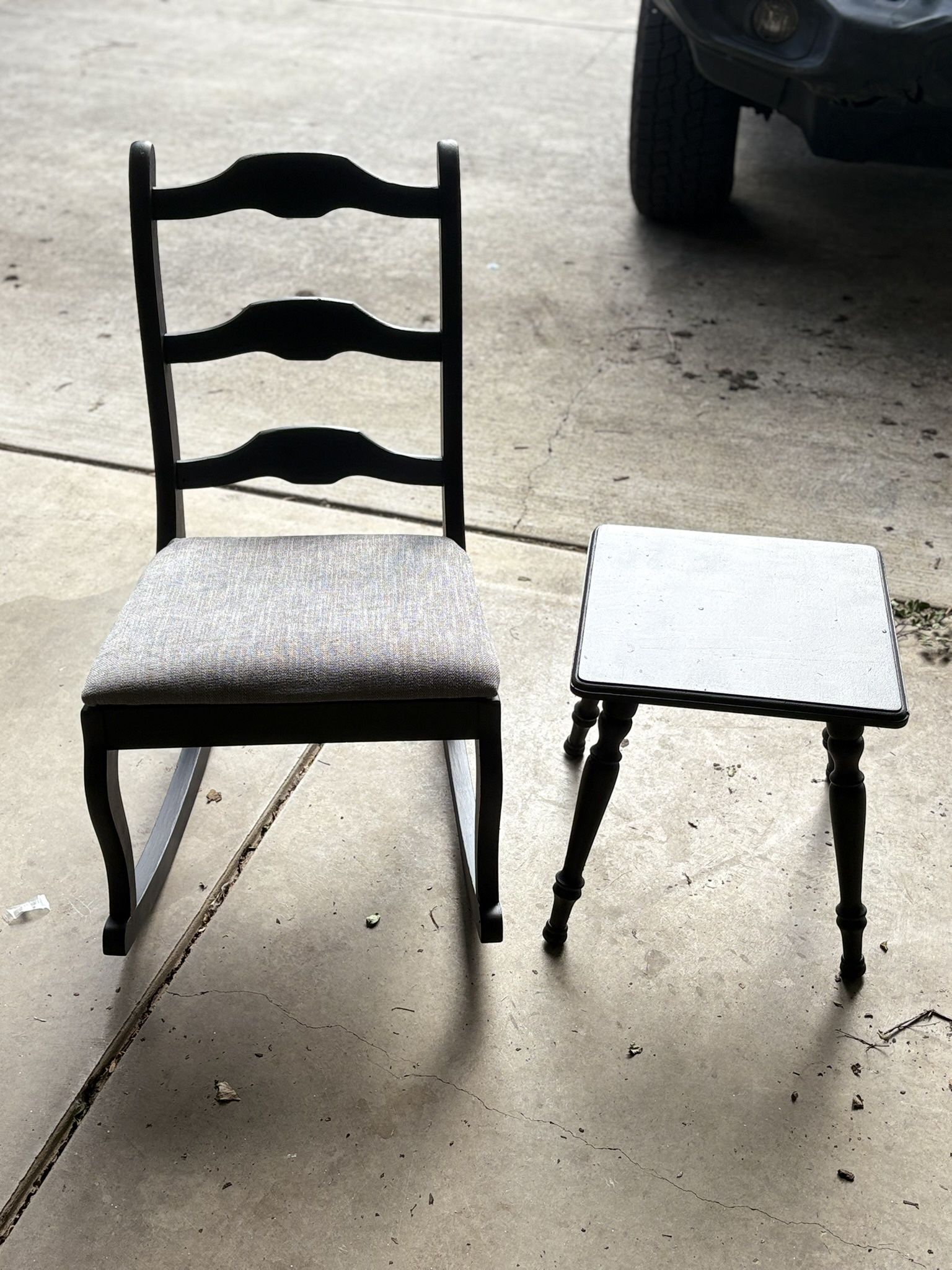 Cozy Black Rocking Chair And Table
