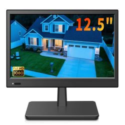12.5 inch Monitor,Small Monitor with Speaker,Remote Control/HDMI/VGA/BNC/RCA Interfaces in for Home | Office | Warehouse Surveillance | RV