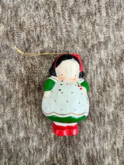 Vintage Michel & Company Girl Christmas Ornament Red Green White