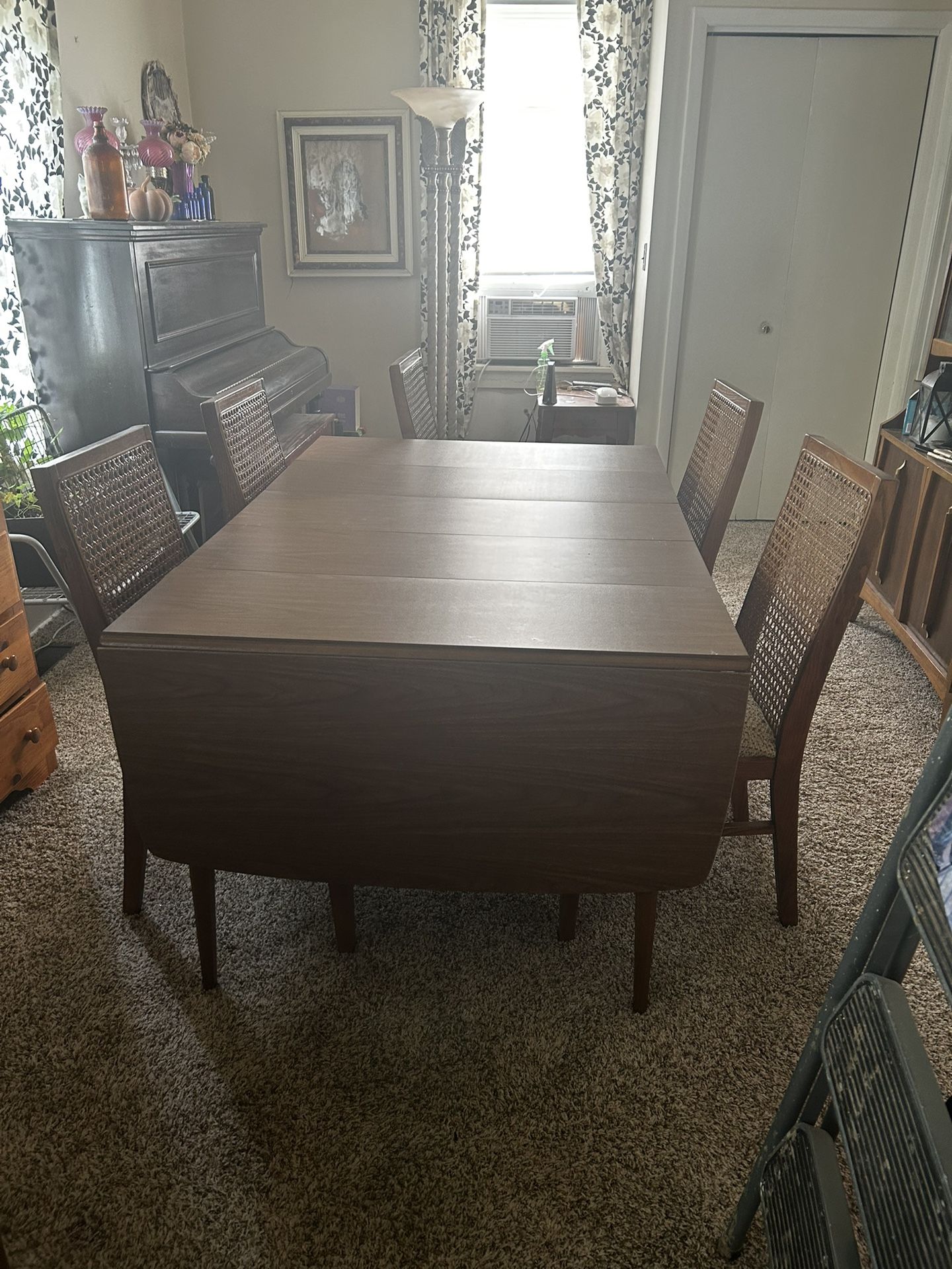 Wooded Dinner Table W/ 6 Chairs 