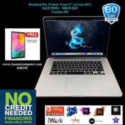 MacBook Pro 15-Inch "Core i7" 2.6 Late 2013, 16GB, 500GB SSD, Big Sur OS "H90795