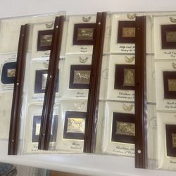 Lot Of 30 Vintage 22k Gold Replica Stamps