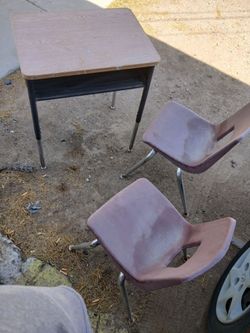 School  desk and  chairs