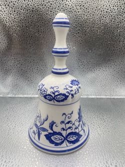 Vintage Arnart Creation Japan Blue Onion Pattern Poreclain Ceramic Bell Rare