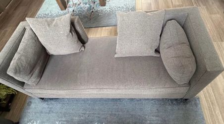 Gray Fabric Sofa with Throw Pillows