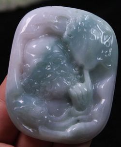 Type A jade Jadeite pendant Arhat Luohan monk. Certified.