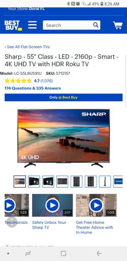Sharp 55 Class LED 2160p Smart 4K UHD TV with HDR Roku TV LC-55LBU591U -  Best Buy