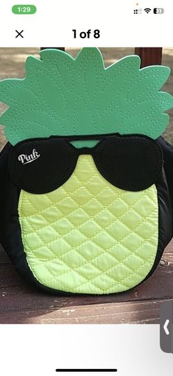 Insulated Lunch Bag  Pineapple Coolerstrap has pink embossed all over