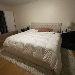 Beige Fabric Bed frame - King