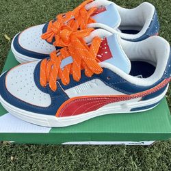 Puma Juniors Low-Top Sneakers in Orange, Red & Blue