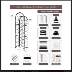 23 Bottles Arched Metal Wine Rack - fits Big Bottle Sizes, Black Free Standing Bottle Holder Storage Stand, Floor Iron Cabinet, Gift Birthday 