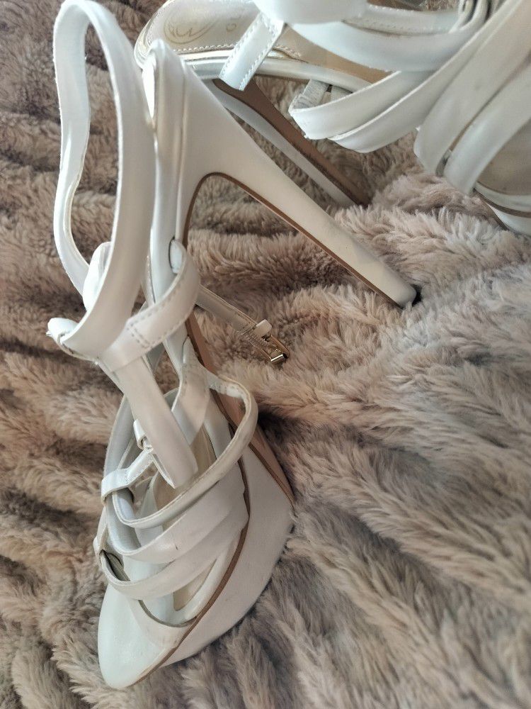 Guess White Heels Size 8 1/2 Used