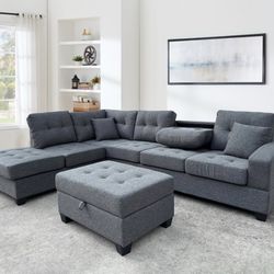 Brand New Sofa with Ottoman / Sofa Seccional con Ottoman Nuevo a Estrenar … Fast 🚚