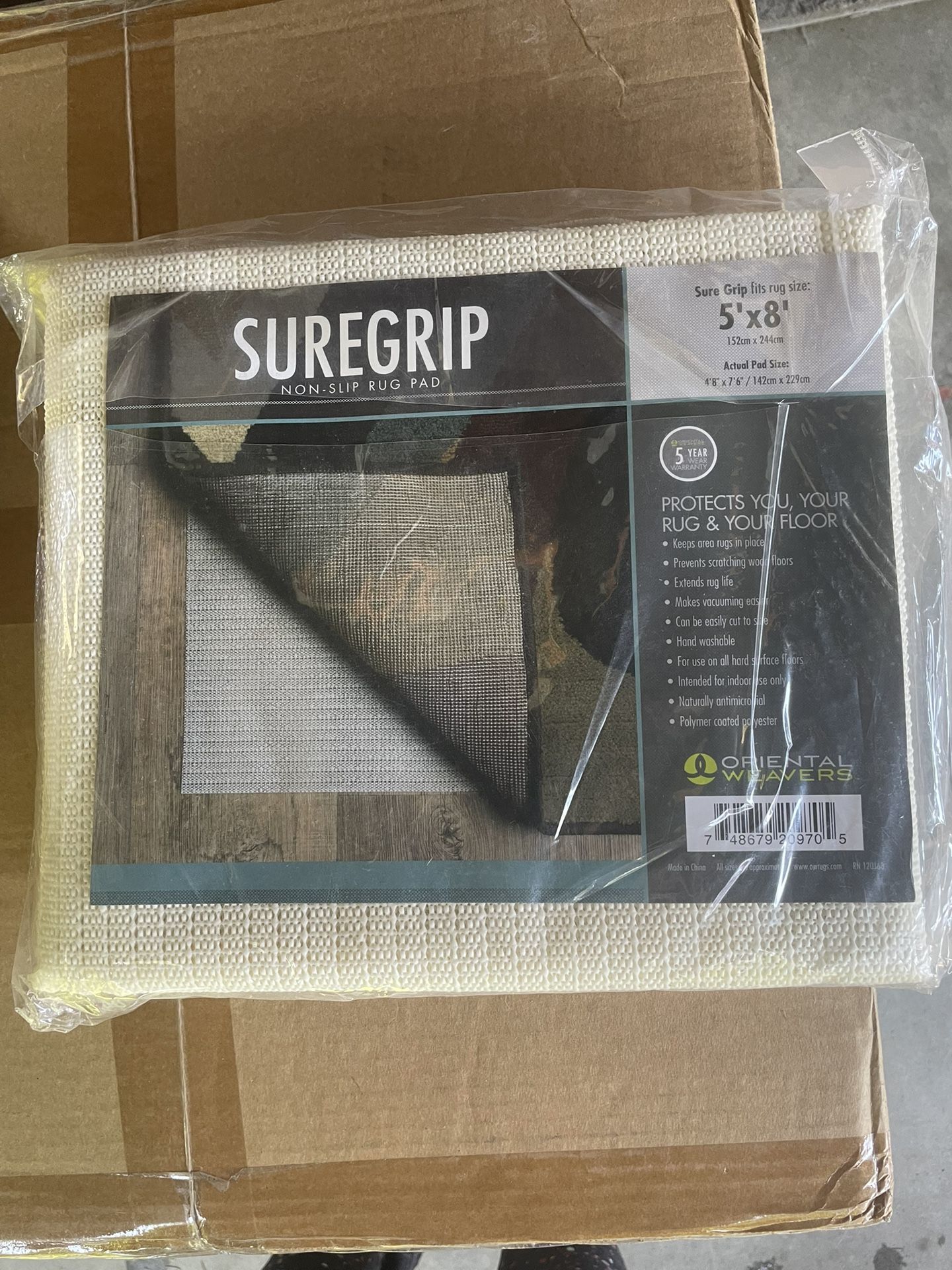 Oriental Weavers SureGrip Non-Skid Area Rug Pad for 5" x 8" Rug NEW