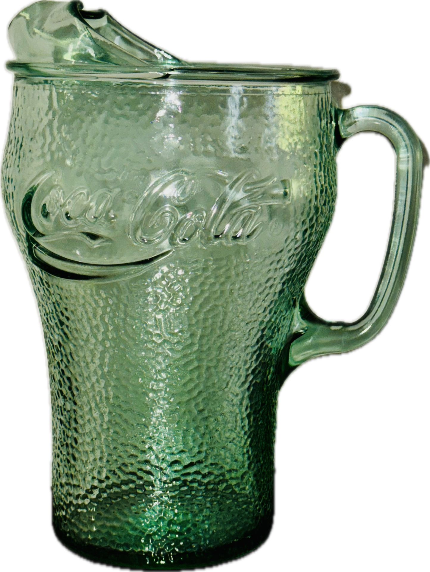 Vintage Green Pebble Glass Coca Cola Pitcher