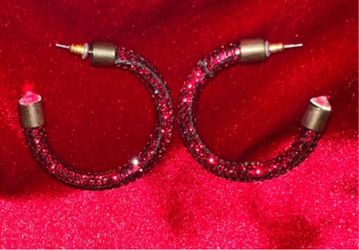 Red Crystal Hoop Earrings