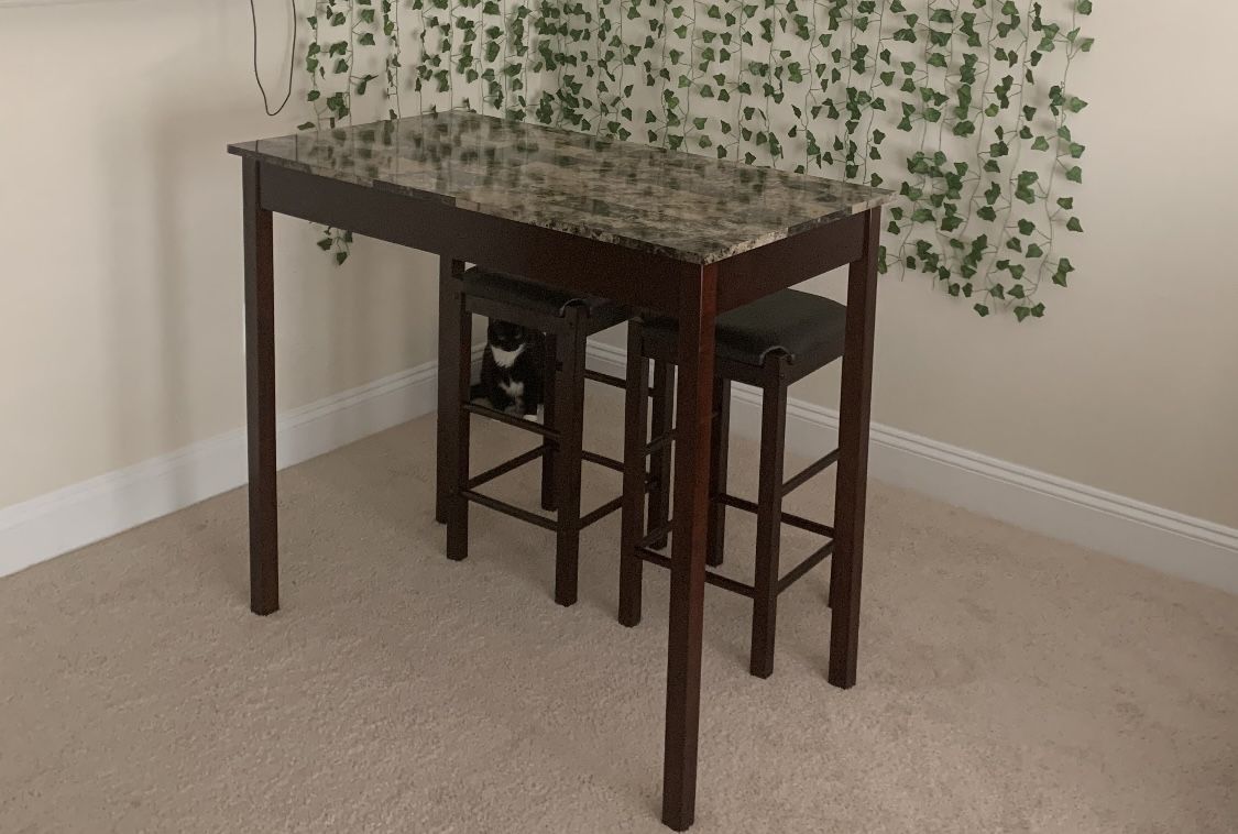 Table with Two Bar Stools