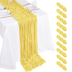Beautane 10 Pack Cheesecloth Table Runners - Light Yellow, 17x108 Inch