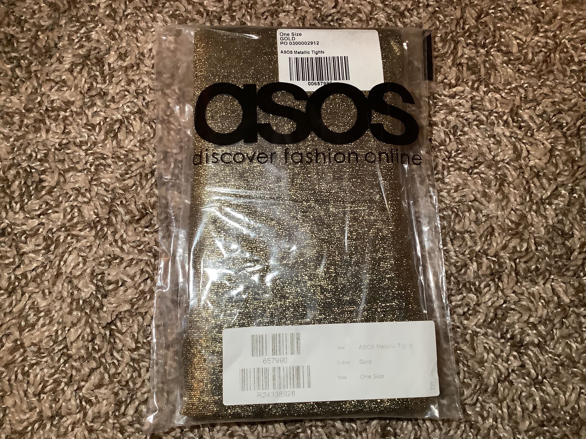 ASOS metallic fashion tights, color gold, One Size
