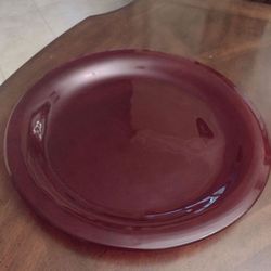Red Glass Serving Platter, 14" On Diameter 