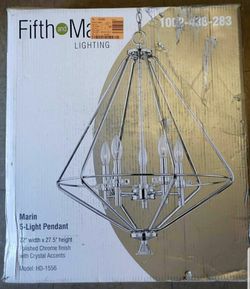 Marin 5-Light Polished Chrome Pendant with Crystal Accents