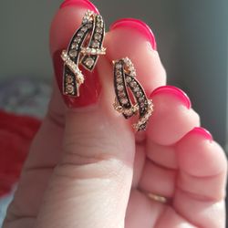 14 K Chocolate Diamond Earrings 