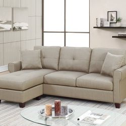 Brand New Beige Sectional Sofa (Pillows Included)