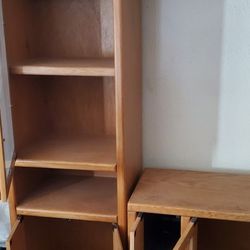 Wooden Entertainment Center 4 piece section on wheels