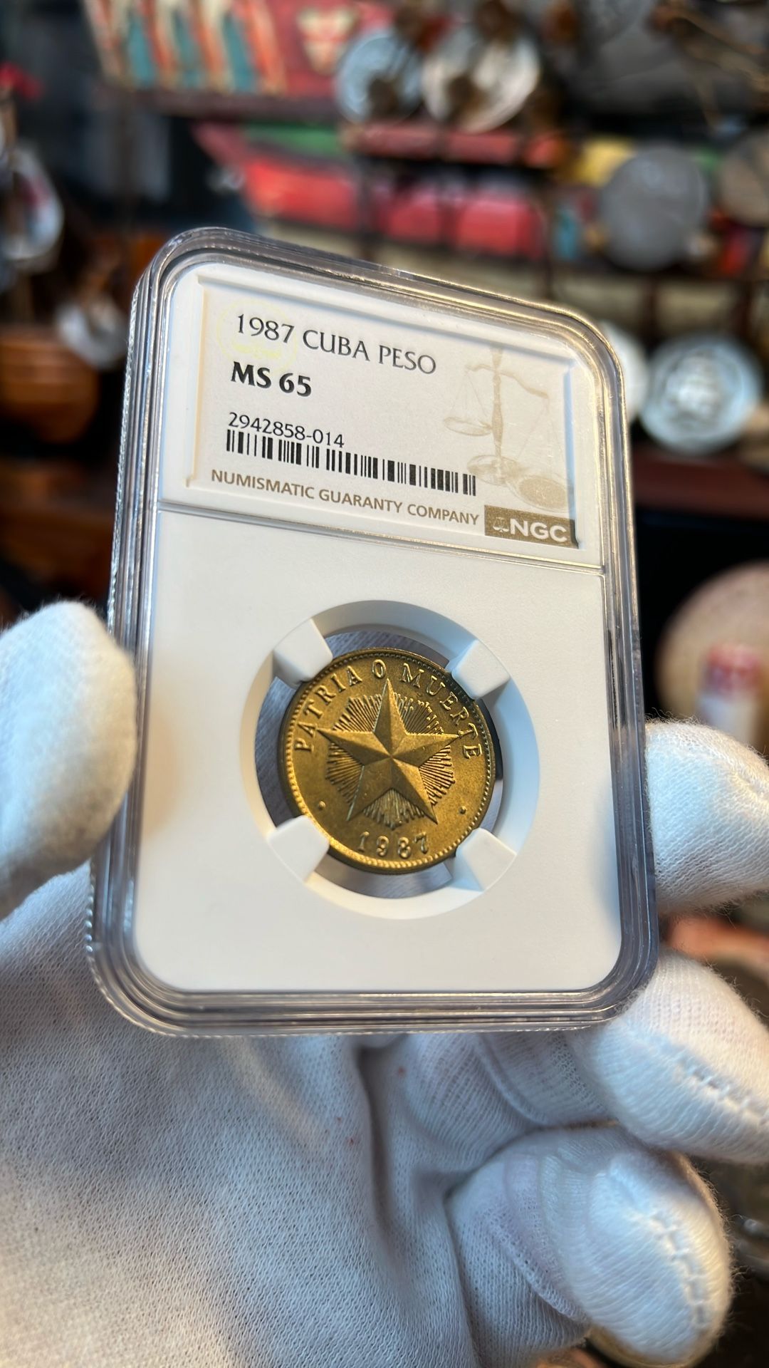 Un Peso De Cuba 1987 Ms65