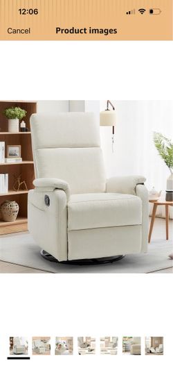 Brand New in Box Cream Fabric Swivel Recliner Chair